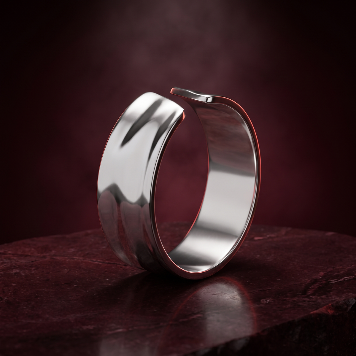 Bold Open Band Ring 8 MM - Silver