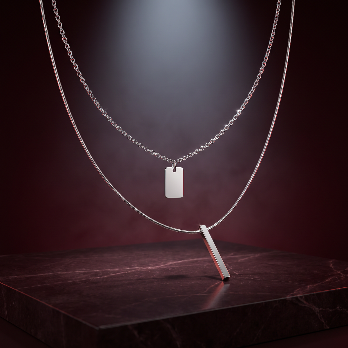 Layered Chain Set - Silver