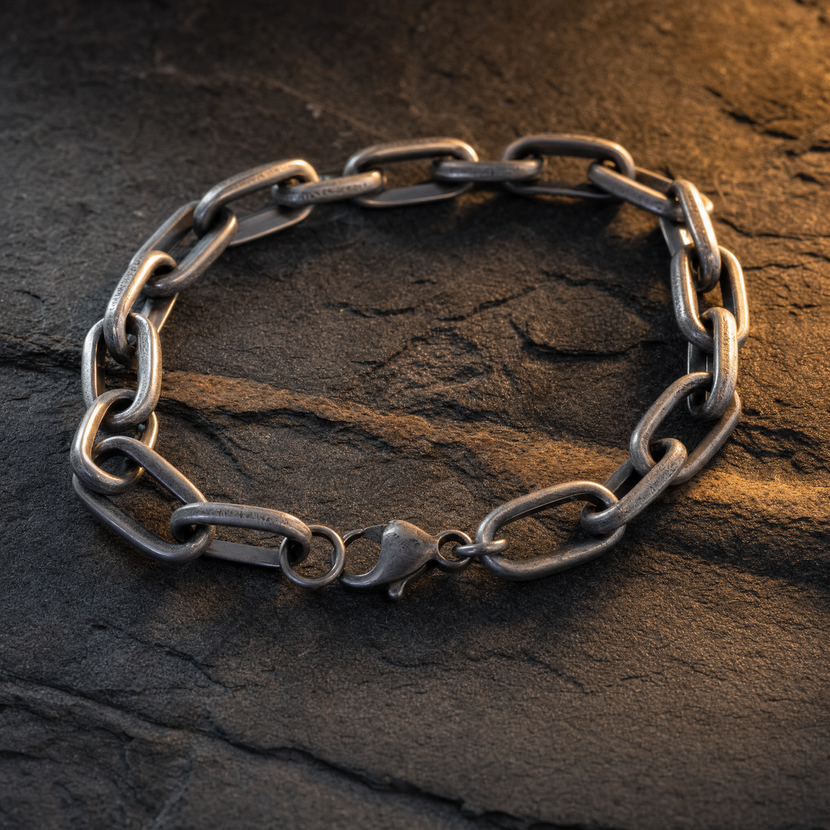 Shadow Link Bracelet 10 MM – men's gunmetal cable link bracelet with lobster clasp